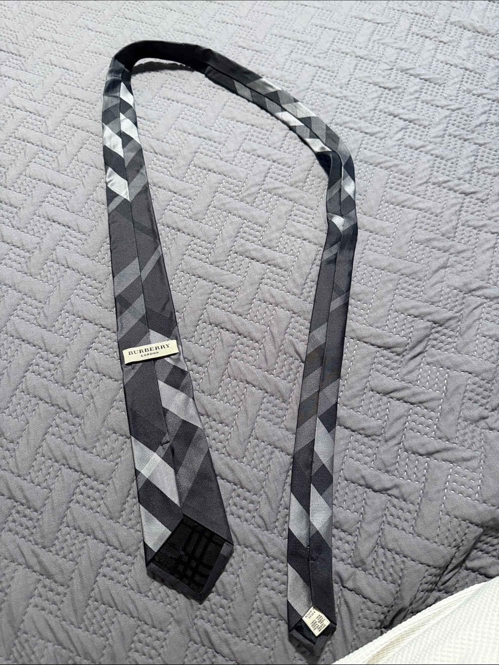 Burberry Black and Gray Plaid Silk Tie